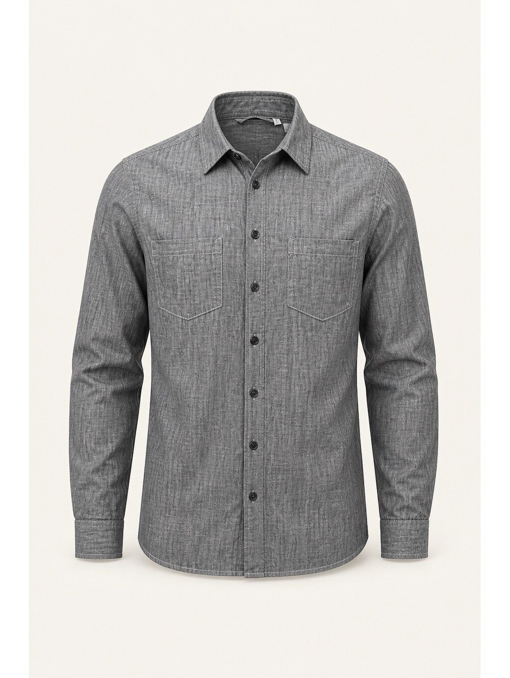 Larry Levine Men's XL 100% Cotton Shirt Button Front Long Sleeve Gray Charcoal